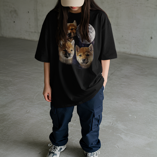 Vintage-Inspired “Howling at the Moon” Shiba Tee