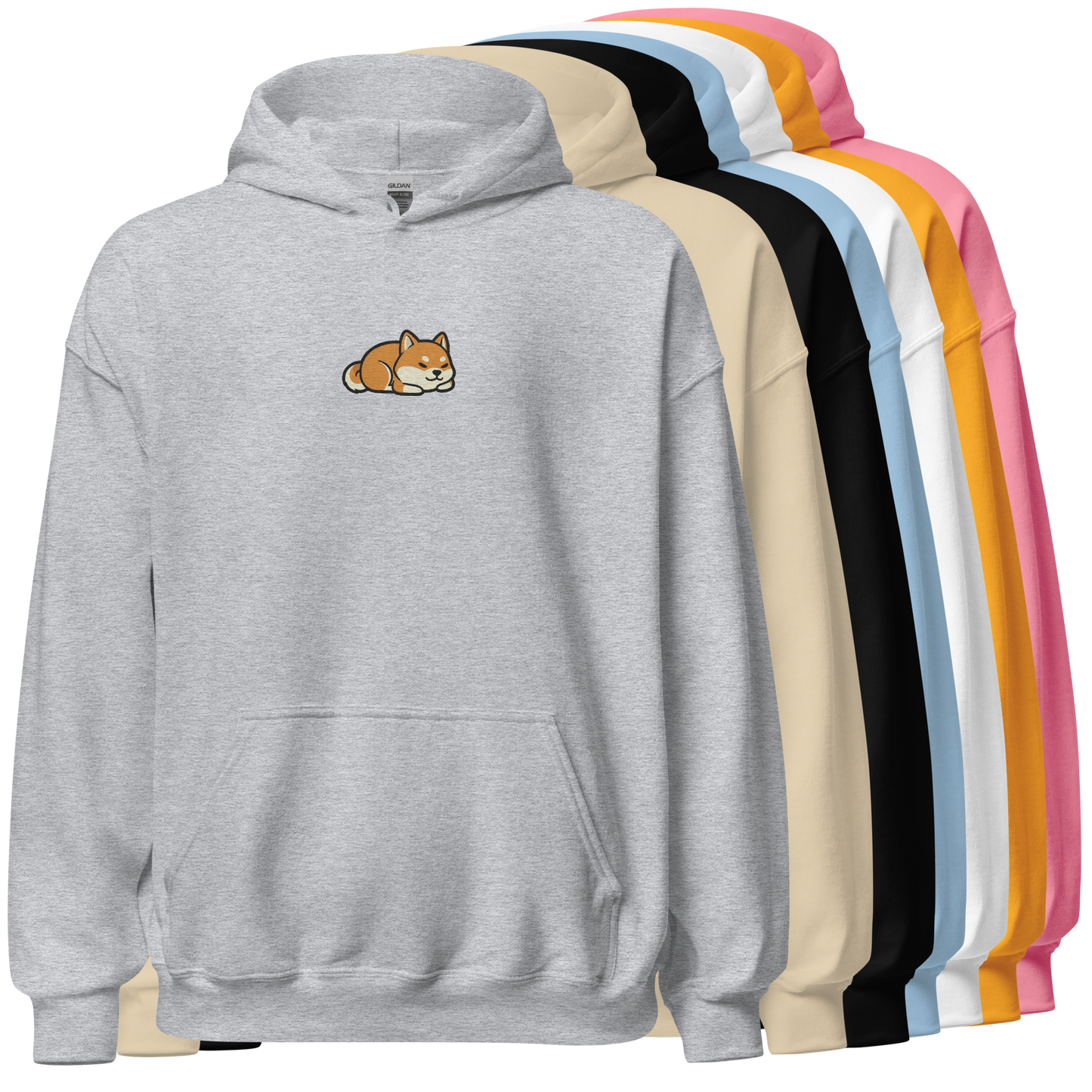 Sleeping Shiba Embroidered Hoodie
