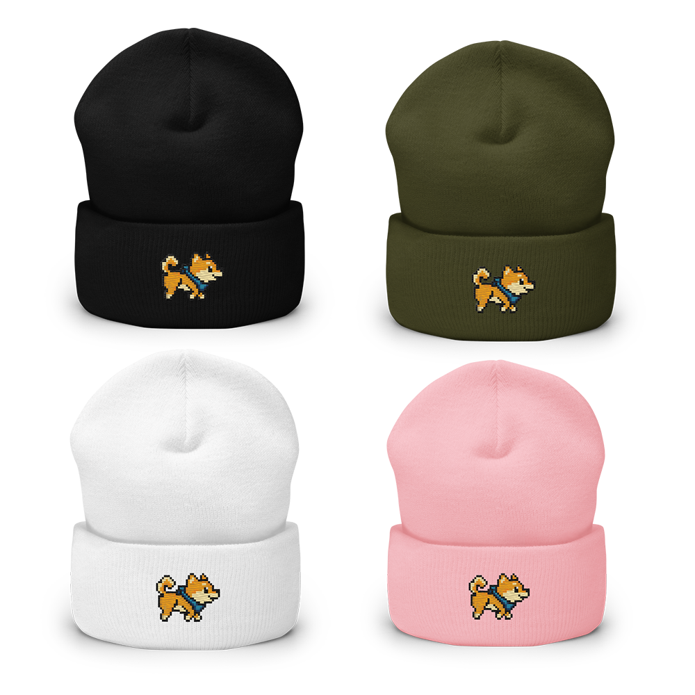 San Pixel Sprite Embroidered Cuffed Beanie
