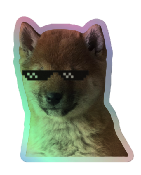 Holographic Sticker: San Wearing Thug Life Pixel Glasses