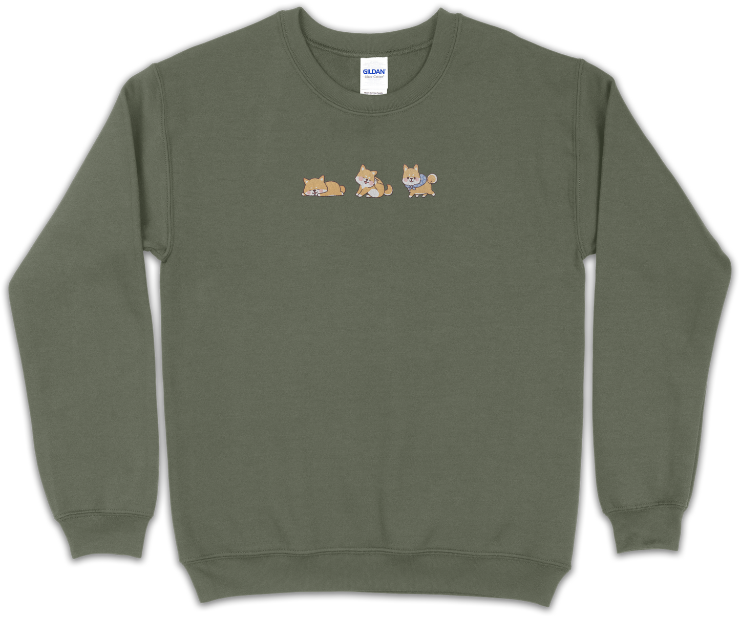 “Three Shibas” Embroidered Crewneck Sweatshirt