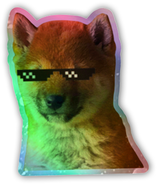 Holographic Sticker: San Wearing Thug Life Pixel Glasses